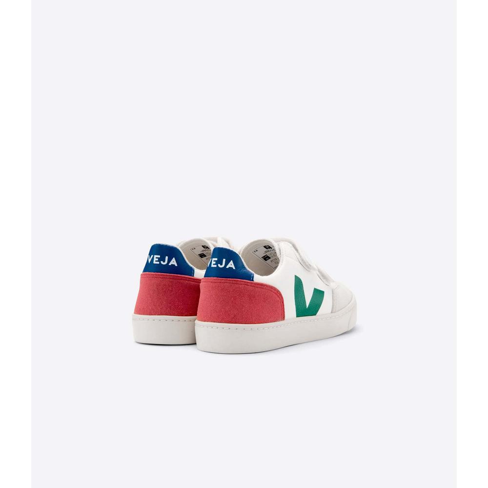 Veja V-12 LEATHER Joggesko Barn White/Green/Red | NO 875CTV